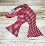 Crimson with Grey Dots - Knotted Handcrafted Bowties