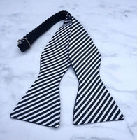 Black and White Reversible Stripes - Knotted Handcrafted Bowties