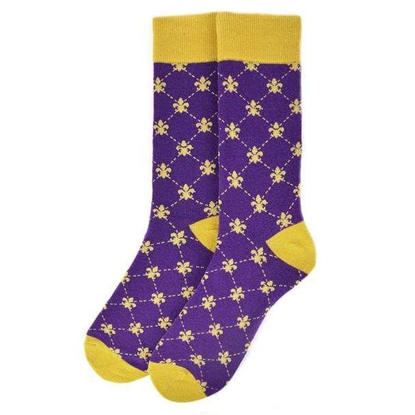Purple Fleur De Lis Socks - Knotted Handcrafted Bowties