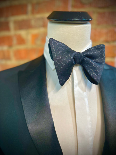 Oversized Black Hexagon - Knotted Handcrafted Bowties