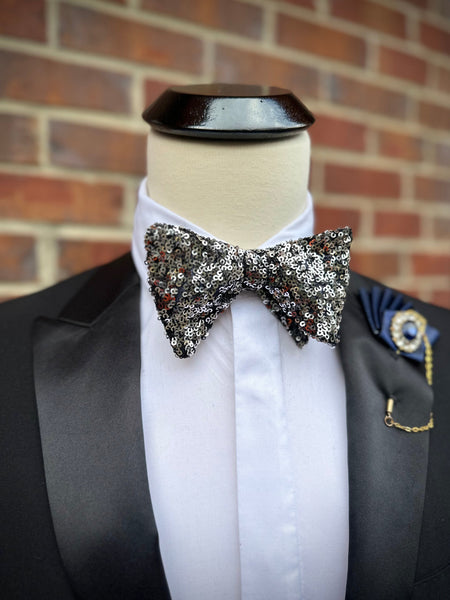 Silver Sequin - Knotted Handcrafted Bowties