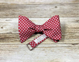 Crimson with Grey Dots - Knotted Handcrafted Bowties