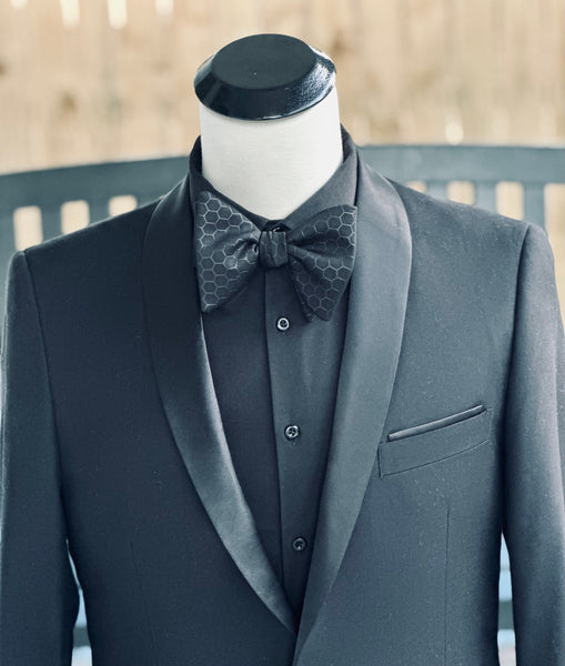 Oversized Black Hexagon - Knotted Handcrafted Bowties