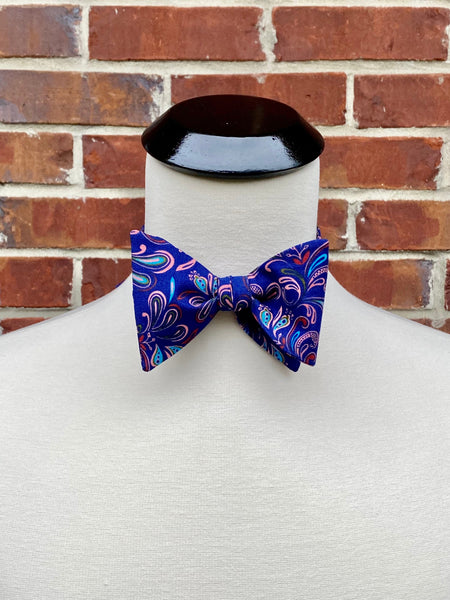 Purple MultiColored Paisley - Knotted Handcrafted Bowties