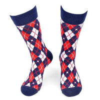 Red, White, And Blue Argyle Socks - Knotted Handcrafted Bowties
